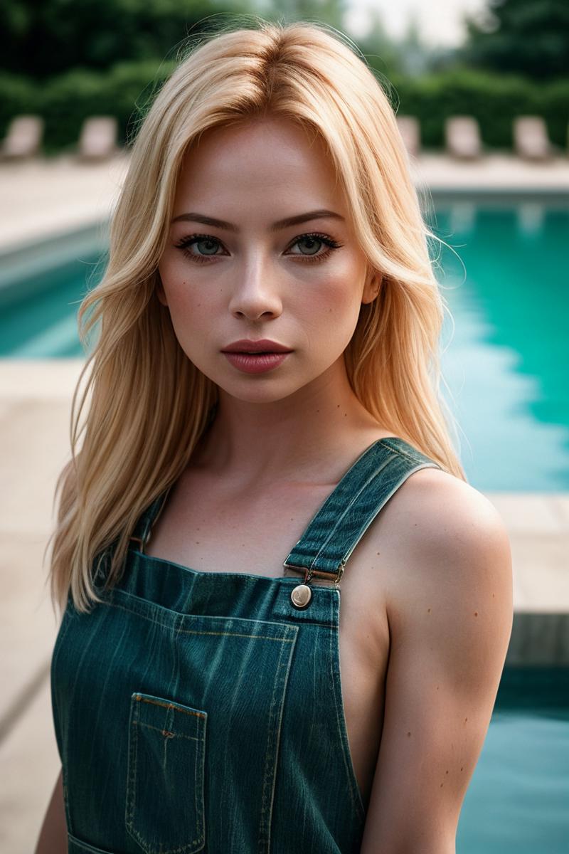 00328-1877681297-JernauMix-photo of beautiful (tl0rds-130_0.99), a woman with perfect blonde hair, wearing Emerald Green (overalls_1.1),  (swimming pool_1.png